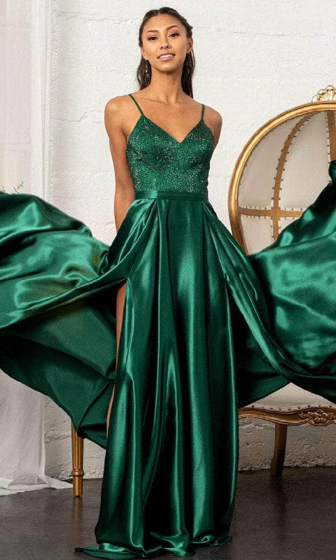 Formal Dress for Theater OpeningsGLS by Gloria GL3040 - V-Neck Satin Formal Gown