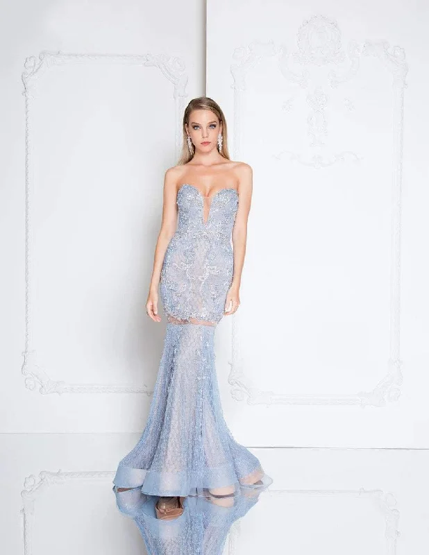 Formal Dress for Cultural ParadesTerani Couture - 1812GL5369X Beaded Sweetheart Illusion Mermaid Gown