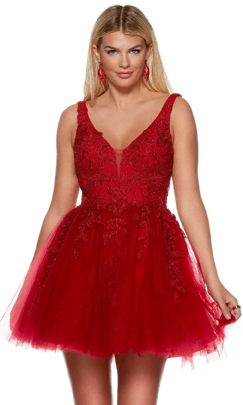 casual party dressesAlyce Paris 3163 - Lace Applique Tulle Homecoming Dress