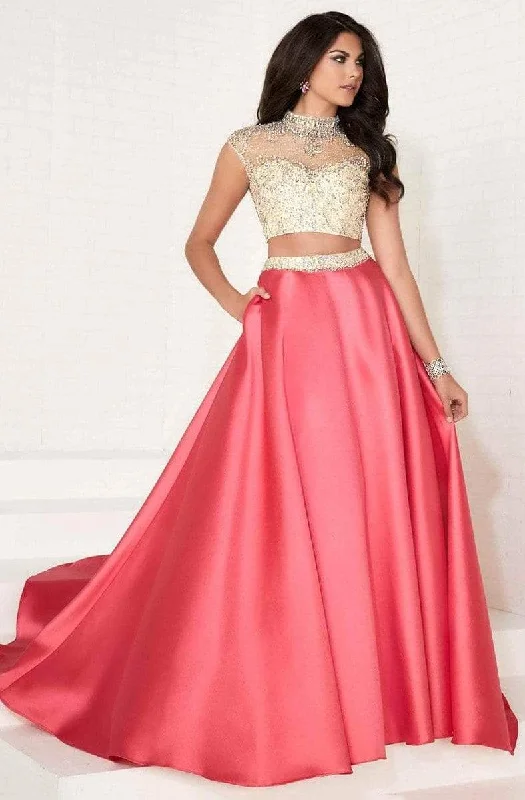 Formal Dress for Talent ShowsTiffany Designs - 16277 Cap Sleeve Illusion Choker Mikado Gown