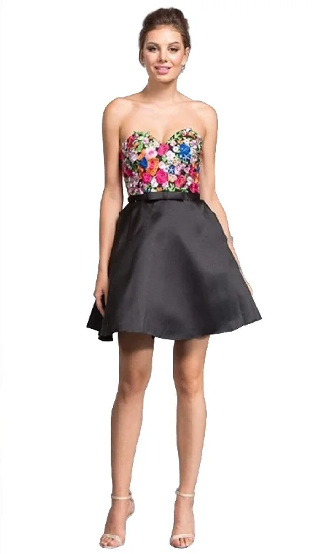 A-line party dressesTrevi Collection - Trevi Collection Multi-Colored Embroidered Homecoming Dress