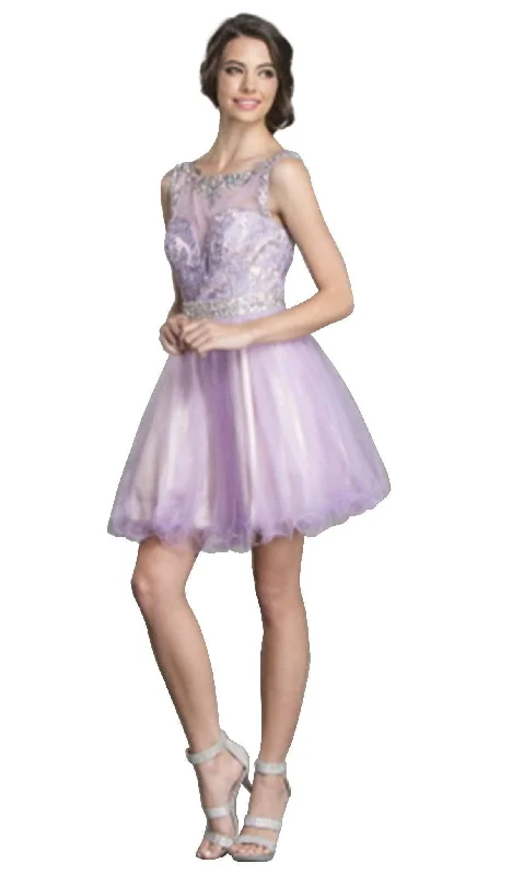 breathable party dressesAspeed Design - Embellished Illusion Bateau Homecoming Dress