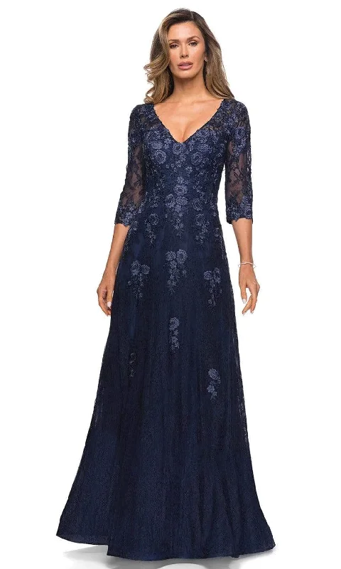 Formal Dress Rental ServicesLa Femme 28000SC - Embroidered A-Line Formal Gown