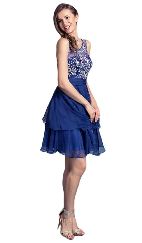 budget-friendly party dressesTrevi Collection - Dazzling Tiered A-line Homecoming Dress