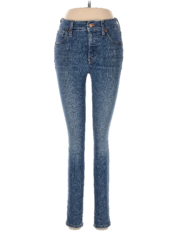 women's denim jeans with fake pocketsMid-Rise Skinny Jeans in Medium Wash