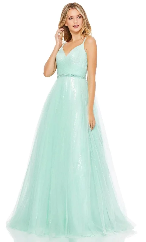 Formal Dress for Vintage ThemesMac Duggal 67565 - Pastel Motif Tulle A-line Gown