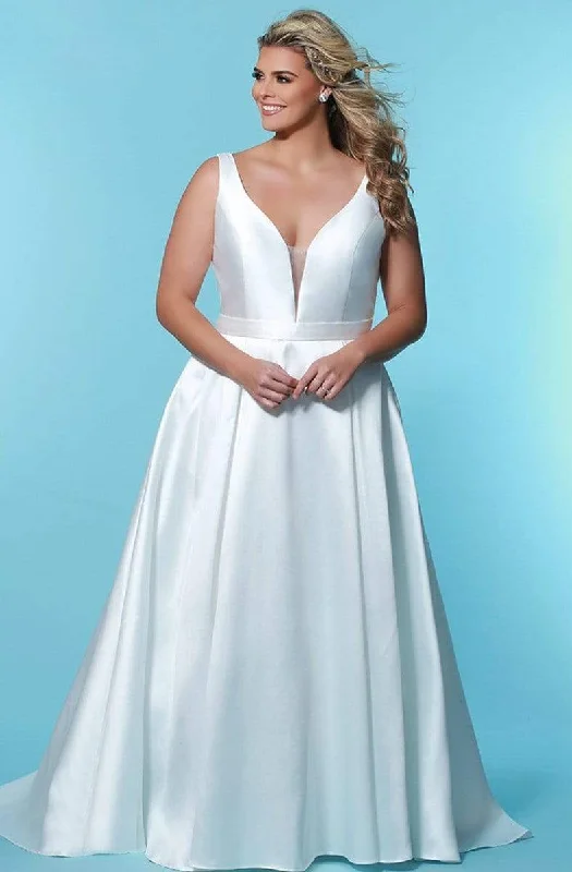 Formal Dress for DebutantesSydney's Closet - SC5229 Plunging Bodice Mikado Bridal Gown