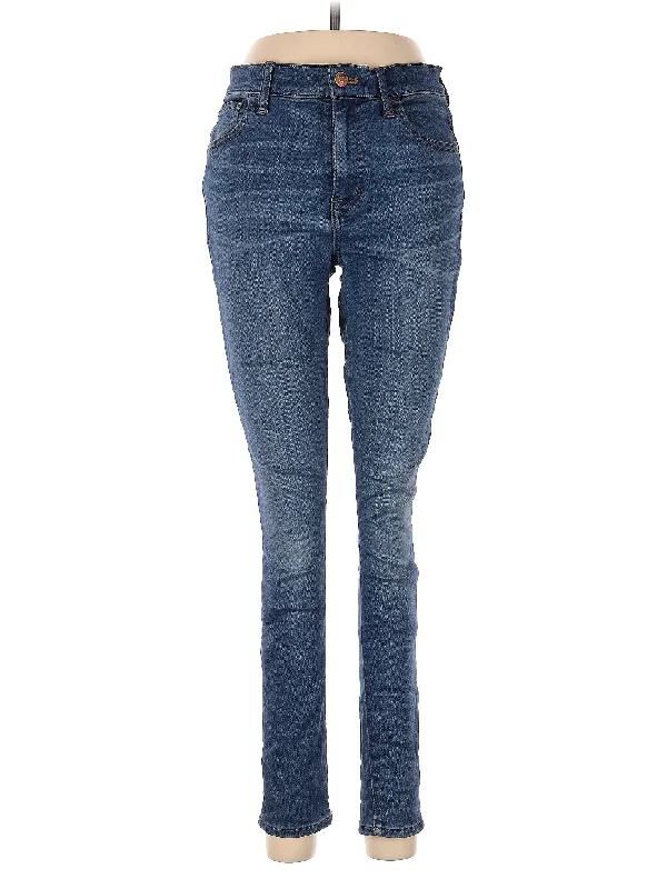 women's denim jeans with distressed thighsMid-Rise Skinny Jeans in Dark Wash