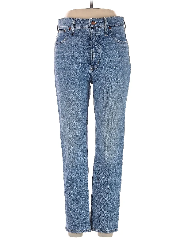 women's denim jeans with rhinestonesHigh-Rise Straight-leg Jeans in Light Wash