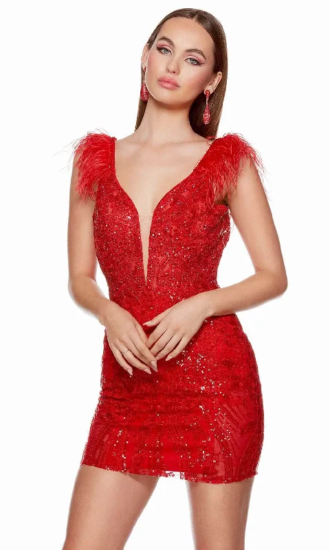 ball gown party dressesAlyce Paris 4614 - Plunging Lace Homecoming Dress