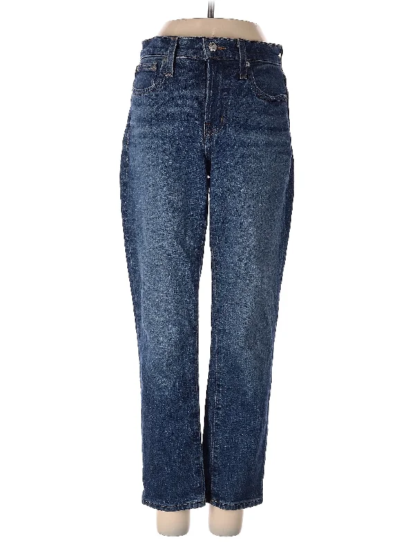 women's denim jeans with adjustable waistbandsMid-Rise Straight-leg Jeans in Medium Wash