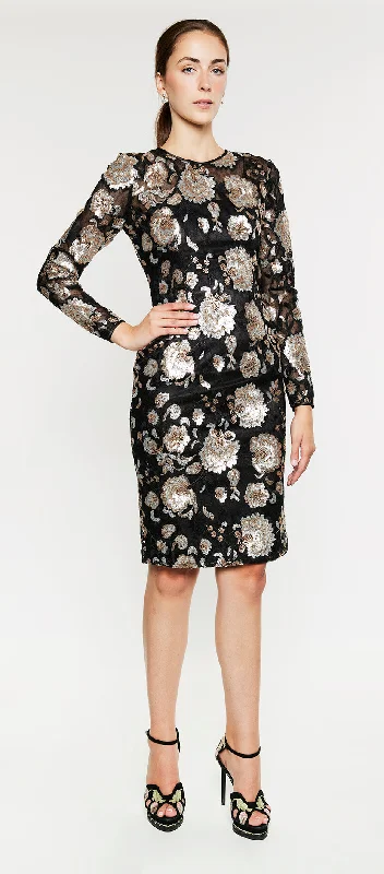 Flowery Patterned Long Sleeves DressLong Sleeve Dress