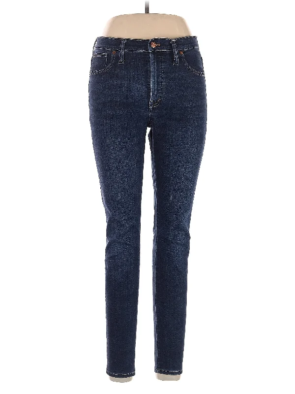 women's denim jeans with distressed hemsHigh-Rise Skinny Jeans in Dark Wash