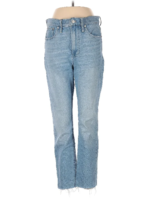 women's denim jeans with elastic waistbandsHigh-Rise Straight-leg Jeans in Light Wash