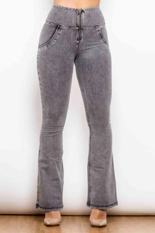 women's ankle-length denim jeansZip Detail Flare Long Jeans