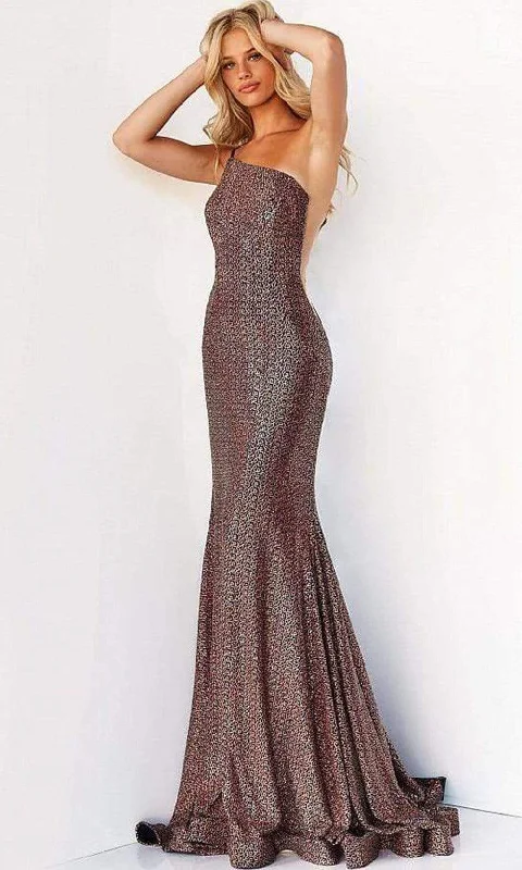 Formal Dress for Black Tie EventsJovani - 06333 Asymmetric Shiny Trumpet Gown