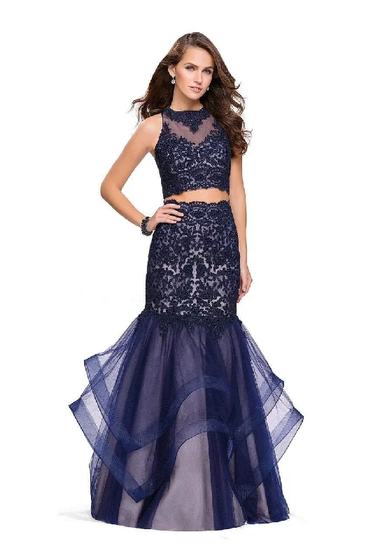 Formal Dress for Oscar NightsLa Femme Gigi - 26071 Sheer High Halter Two-Piece Mermaid Gown