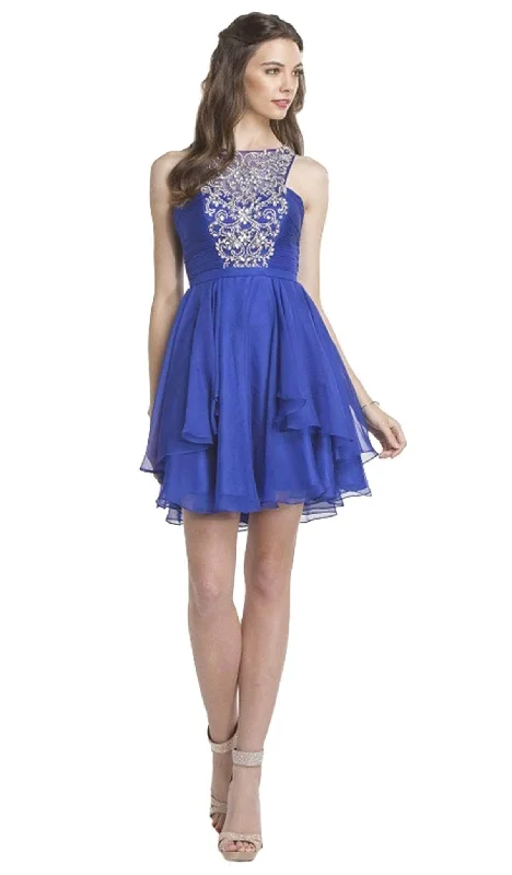 sustainable party dressesAspeed Design - Halter Style Homecoming A-line Dress S1522 - 1 pc Royal In Size XS Available