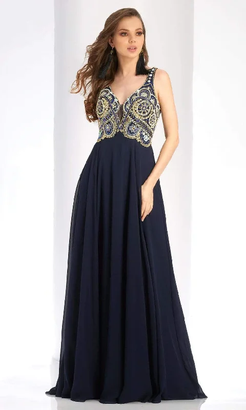 Formal Dress for Summer WeddingsClarisse - 4924 Deep V-Neck Beaded Chiffon Gown