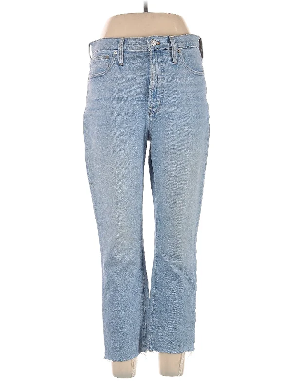 women's denim jeans with zipper-fly closureHigh-Rise Straight-leg Jeans in Light Wash