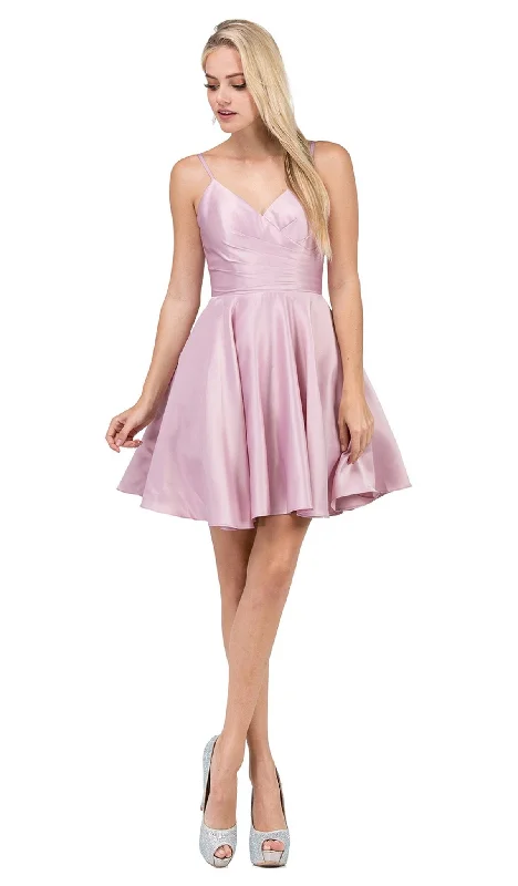 polyester party dressesDancing Queen - 3059 Sleek Pleated Surplice Homecoming Dress