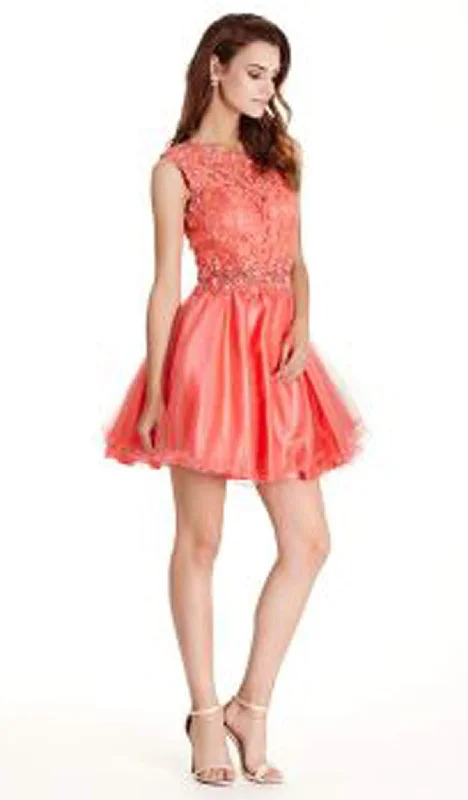 satin party dressesAspeed Design - Floral Lace A-line Homecoming Dress