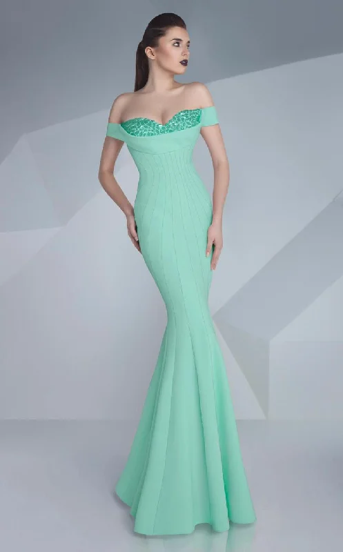 Formal Dress for New Year's EveMNM Couture - Ornate Off-Shoulder Mermaid Gown G0592