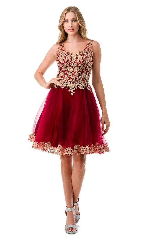 chic party dressesAspeed Design S2738J - Applique A-Line Homecoming Dress