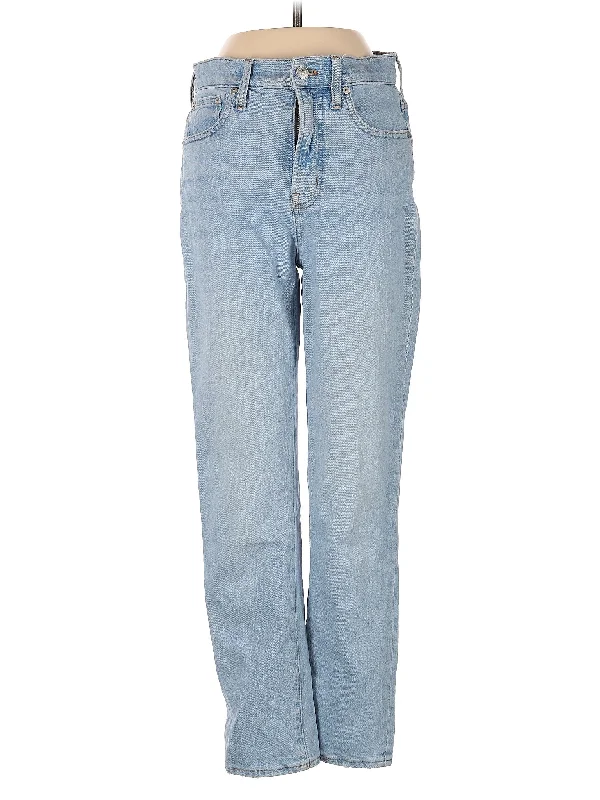 women's denim jeans with embroideryMid-Rise Straight-leg Jeans in Light Wash