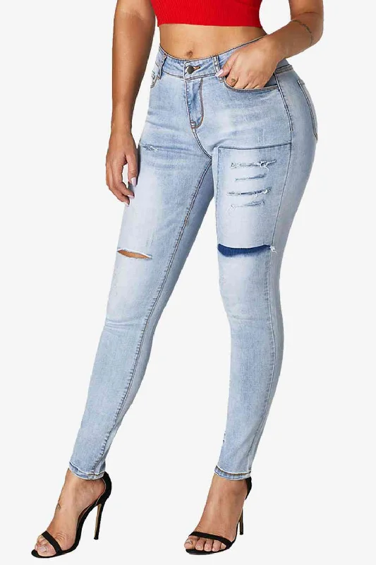 women's denim jeans for apple-shaped bodiesAcid Wash Ripped Skinny Jeans