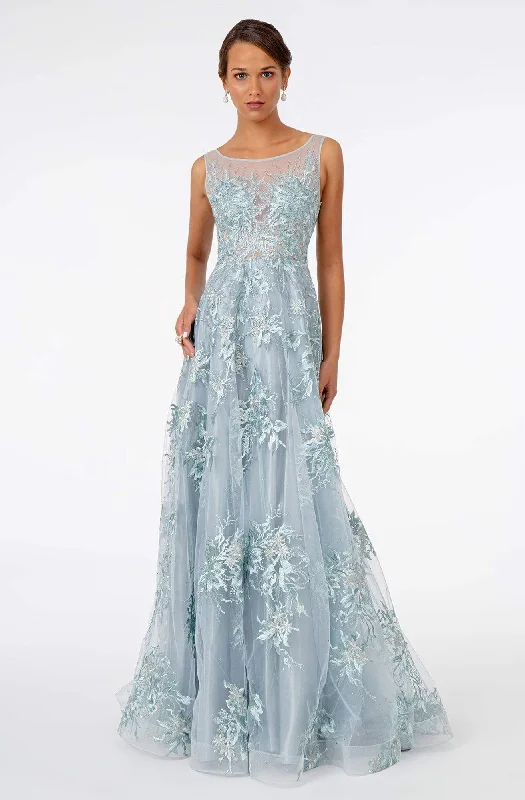 Formal Dress for Civil CeremoniesGLS by Gloria - GL2979 Embroidered Bateau A-Line Gown