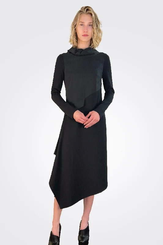 Flowery Long Sleeves Peplum DressLong Sleeve Dress - Nero Graphite