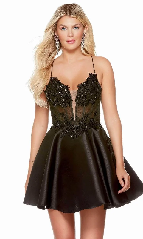 flashy party dressesAlyce Paris 3170 - Foliage Beaded Corset Homecoming Dress