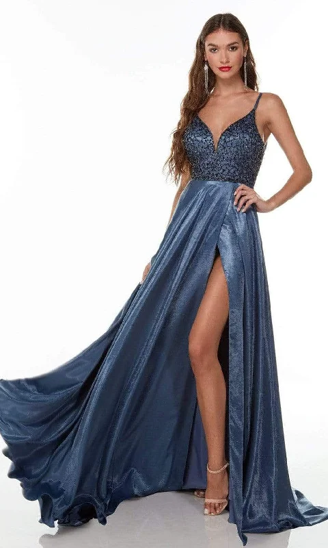 Formal Dress for Religious CeremoniesAlyce Paris - 61197 Metallic Beaded Gown With Slit