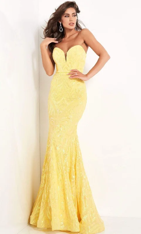 Formal Dress for Literary AwardsJovani - 03445 Strapless Plunging Sweetheart Neck Sequin Gown