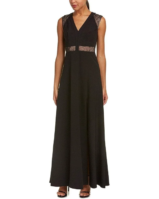 Formal Dress for Semi-Formal EventsAidan Mattox - MN1E201092 Lace Paneled Cap Sleeve Crepe A-line Gown