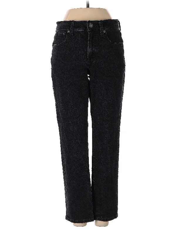 women's denim jeans with pocketsMid-Rise Straight-leg Jeans in Dark Wash