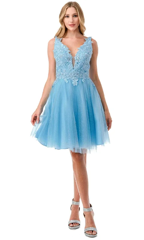 themed party dressesAspeed Design S2739J - Applique V-Neck Homecoming Dress