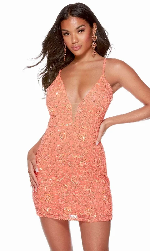 tall party dressesAlyce Paris 4628 - Cutout Beaded Homecoming Dress