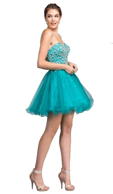 Halloween party dressesTrevi Collection - Embellished Sweetheart A-line Homecoming Dress