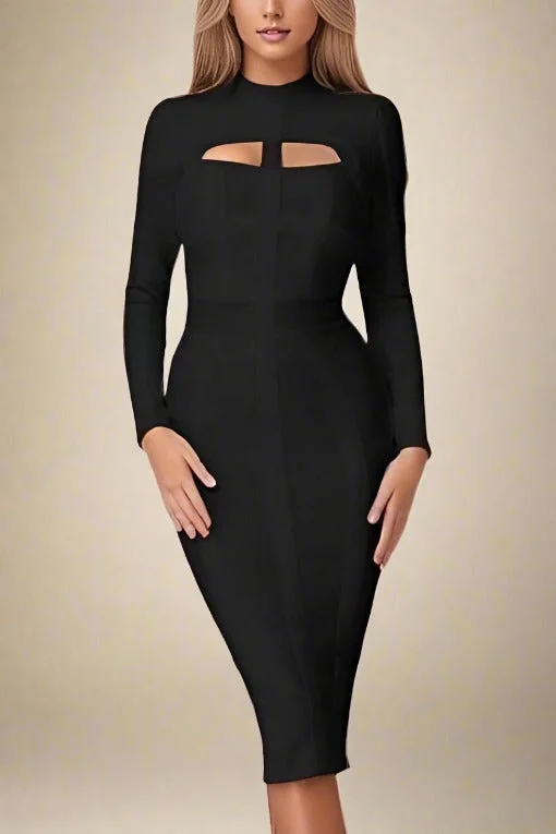 Full Coverage Long Sleeves DressBrooke Long Sleeve Bandage Dress - Classic Black