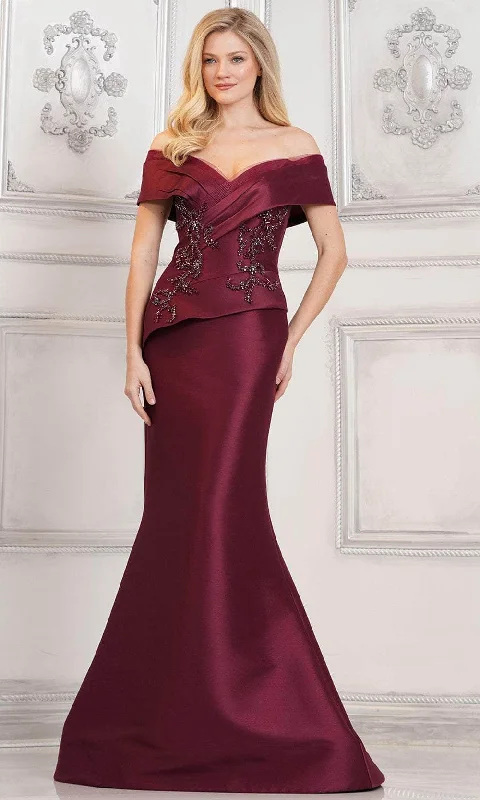 Formal Dress for Bat MitzvahsMarsoni by Colors MV1312 - Beaded Applique Off Shoulder Formal Gown