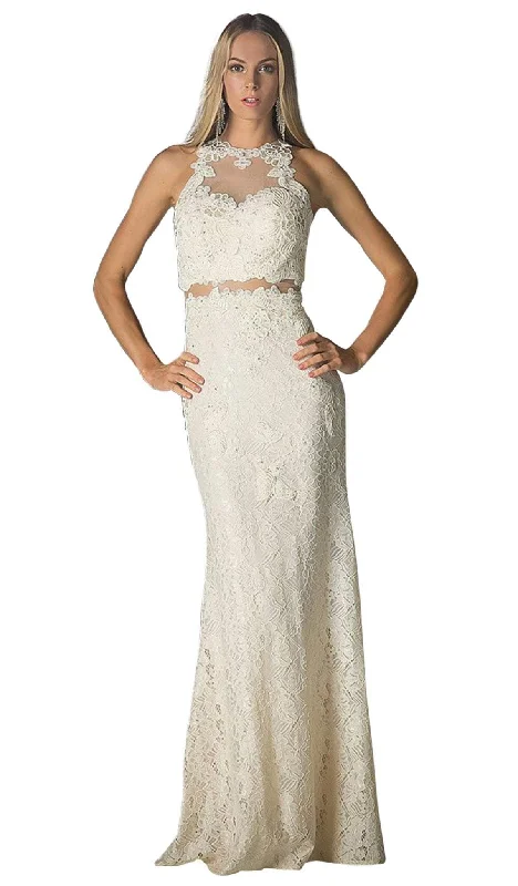 Formal Dress for Literary AwardsCinderella Divine - Illusion Lace Appliqued Sheath Gown