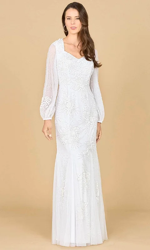 Flowing Long Sleeves Ruffle DressLara Dresses 51178 - Long Sleeve Mermaid Bridal Dress