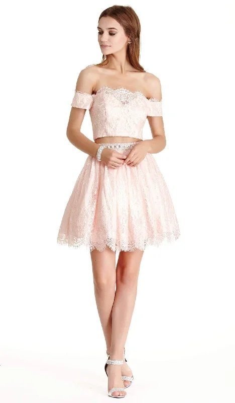 velvet party dressesTrevi Collection - Lace Two Piece A-line Homecoming Dress