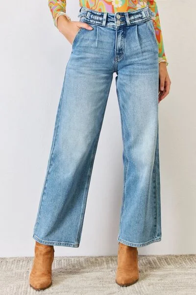 women's denim jeans for pear-shaped bodiesKancan High Waist Wide Leg Jeans