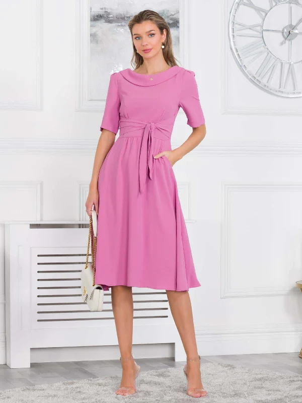 plus-size formal midi dressesJolie Moi Gemma Belted Midi Dress, Pink