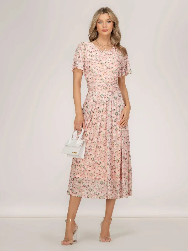 everyday midi dressesGiana Floral Midi Dress, Peach