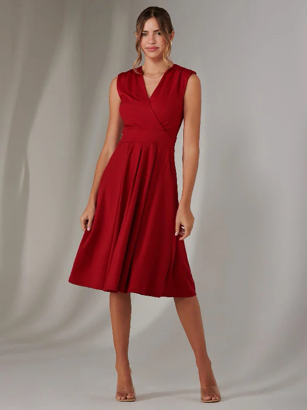 midi pencil dressesPlain Sleeveless Midi Dress, Burgundy