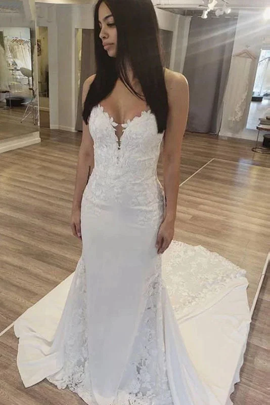 sample sale wedding dressesElegant Sweetheart Sexy Mermaid Wedding Dress Lace Applique Bridal Dress OKW41